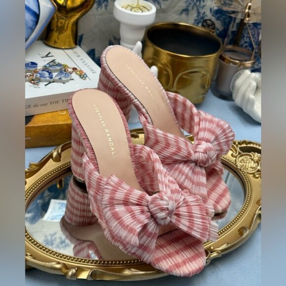 🆕 LOEFFLER RANDALL 🧿 NWOB Penny Soft Pink Gingham Pleated Bow Heel, Sz 7 - Picture 8 of 14